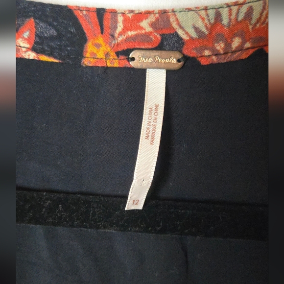 Free People Miranda Floral Printed Black Whimsigoth Boho Midi Dress Women's 12 - Picture 4 of 9